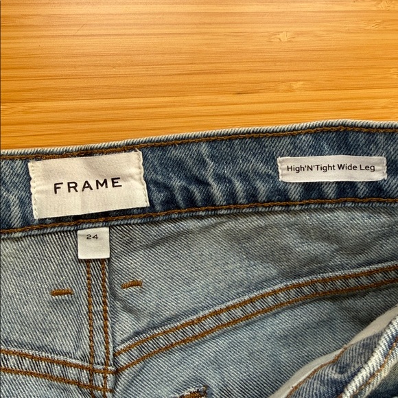 Frame Le High N Tight Wide Leg Raw Denim in Rossum 2 Year size 24 - Picture 5 of 10
